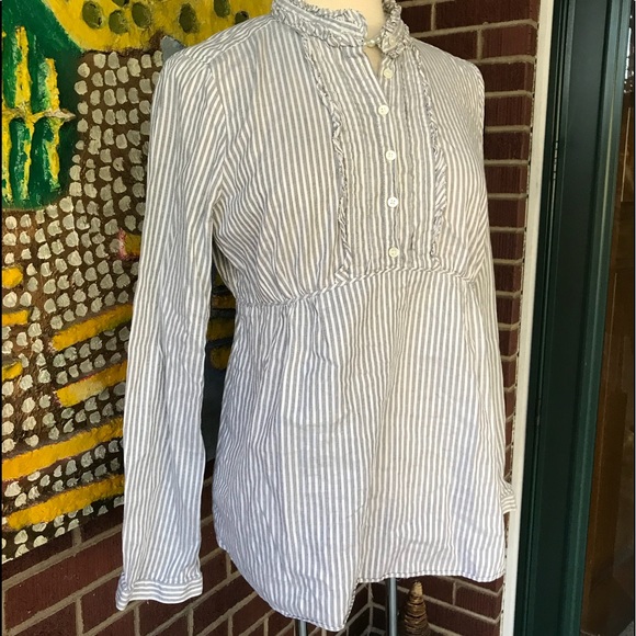 J. Crew Stripe Popover Longsleeve Top - Picture 2 of 7